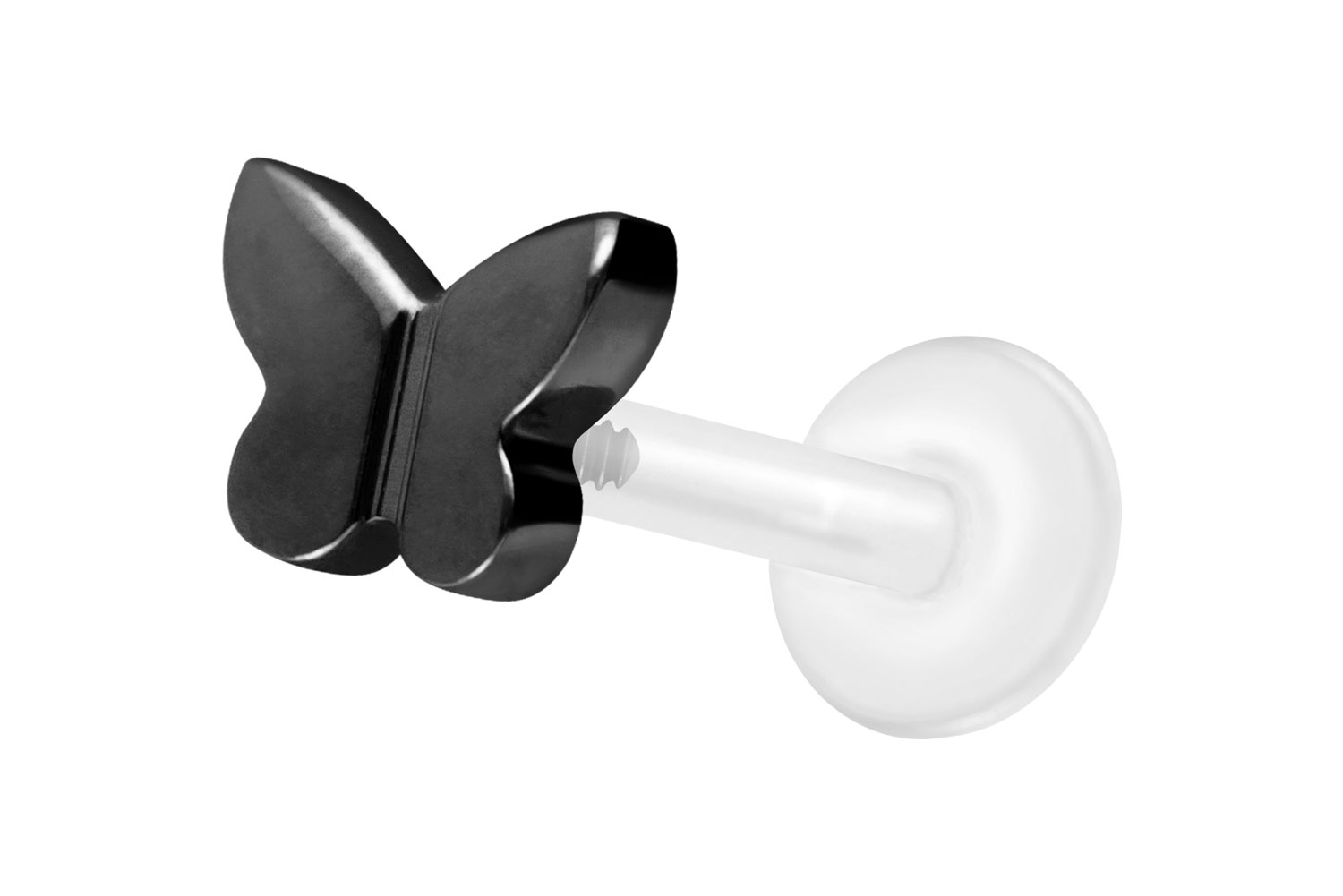 PTFE Labret Piercing mit Innengewinde + Titan-Aufsatz SCHMETTERLING